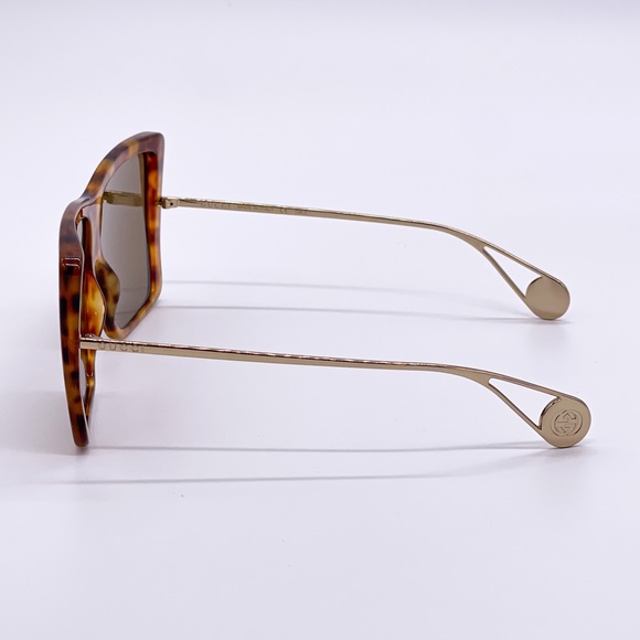 NEW GUCCI GG0434S HAVANA SHIELD SUNGLASSES GUCCI MASK EYEWEAR GUCCI - Picture 6 of 7